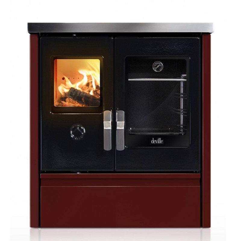 Cuisinère à bois MELISSE 75 - Deville ref C086AA03 - bordeaux - 8 kW - Émaillé