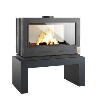 INVICTA - Poêle à bois NELSON double face fonte anthracite 12 kW