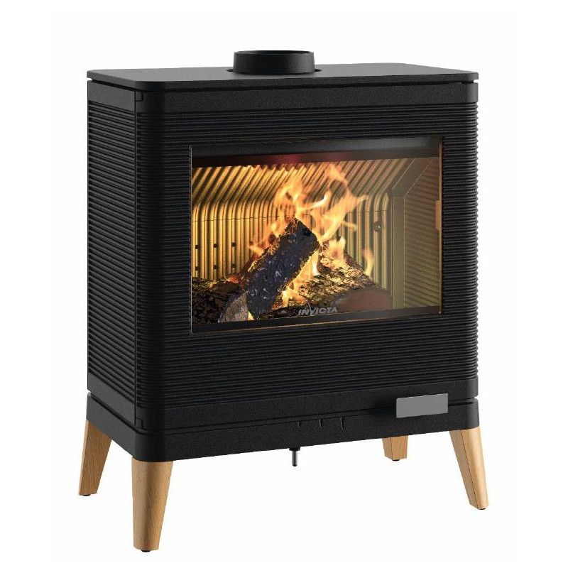 Poêle à bois KAZAN ZEN - INVICTA - Pieds en bois - 100% fonte - 9 kW