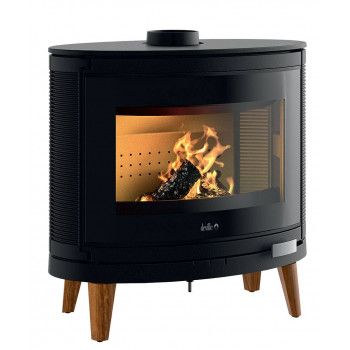 Poêle à bois - IKARI ZEN - Deville ref C077BK-10 - Pieds en bois - 9 kW