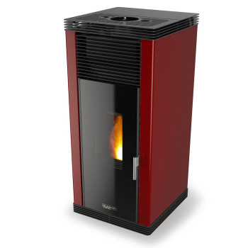 Poêle à granulés sans éléctricité - VERONICA NATURAL BL - Rouge bordeaux -Laminox
