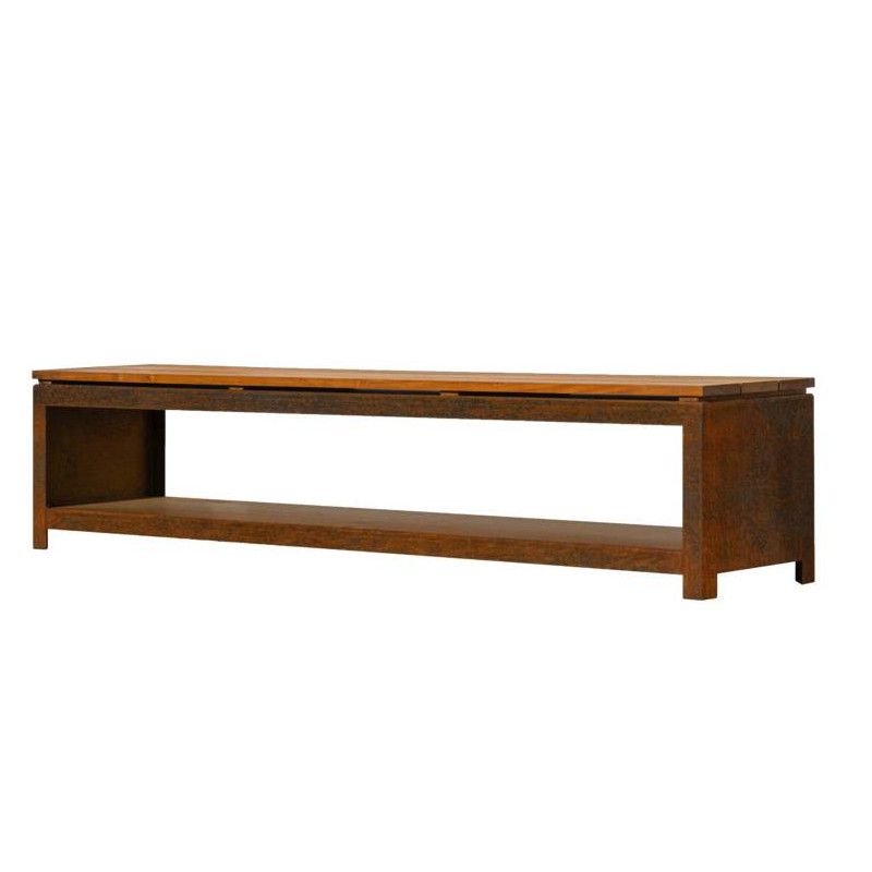 Banc extérieur - Acier Corten - Stockeur de bûches - Bench B180 C - Outr