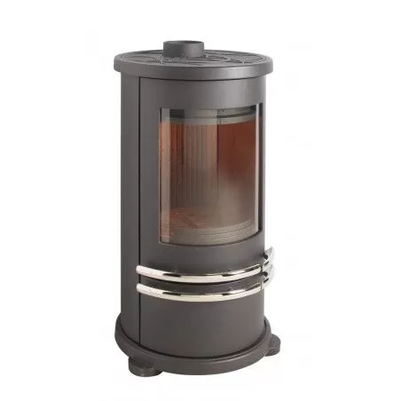 Poêle à bois ORENSE - Poêle cylindrique - Etanche - 8 kW - Finitions chromées - DEVILLE Poêle à bois ORENSE - Poêle cylindrique - Etanche - 8 kW - Finitions chromées - DEVILLE