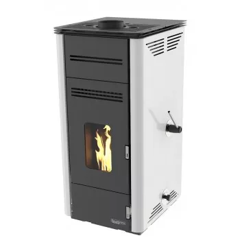 Poêle à granulés sans éléctricité - FIORELLO NATURAL - Blanc -Laminox