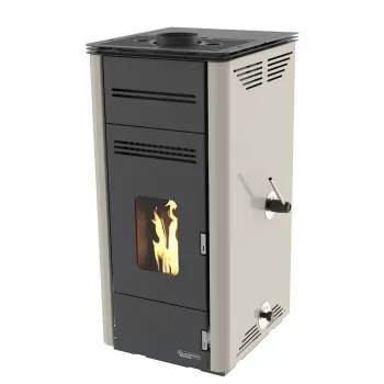 Poêle à granulés sans éléctricité - FIORELLO NATURAL - Ivoire - Laminox