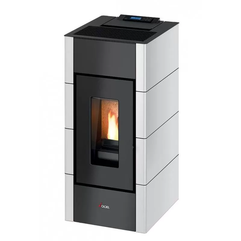 Poêle à granulés Cristal 3 7kw - Acier blanc - Cadel - ref: 7020028