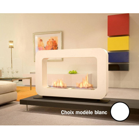 Cheminée CURVA DT blanche - SAFRETTI - ref 100.800.611.01 - Double foyer