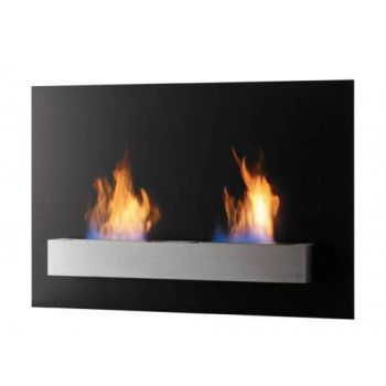 Cheminée RIVIERA DU GL - SAFRETTI - ref 100.600.711.01 - Double brûleur - Design minimaliste - Alu brossé et verre noir