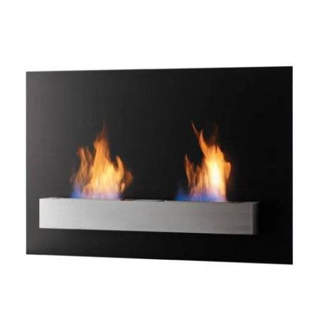 Cheminée RIVIERA DU GL - SAFRETTI - ref 100.600.711.01 - Double brûleur - Design minimaliste - Alu brossé et verre noir Cheminée RIVIERA DU GL - SAFRETTI - ref 100.600.711.01 - Double brûleur - Design minimaliste - Alu brossé et verre noir