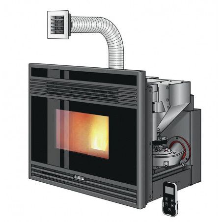 Insert à granulés LIERA 70 - 10 kW - Canalisable - Vitre "magic light" - Deville Insert à granulés LIERA 70 - 10 kW - Canalisable - Vitre "magic light" - Deville
