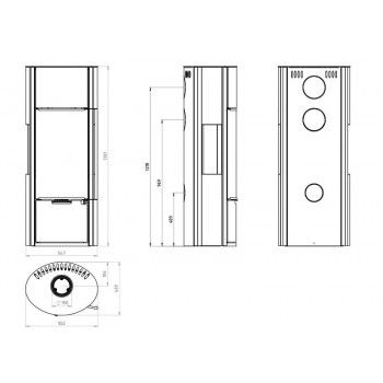 Poêle à bois en acier- E15 VS XL - EMBER - Trois côtés vitrés - Accumulateur de chaleur - Étanche