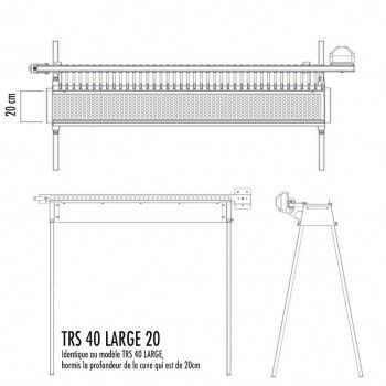 Schéma TRS 40 L 20 - Longueur brochettes de 20 cm - Espacement de 3.5cm entre les brochette