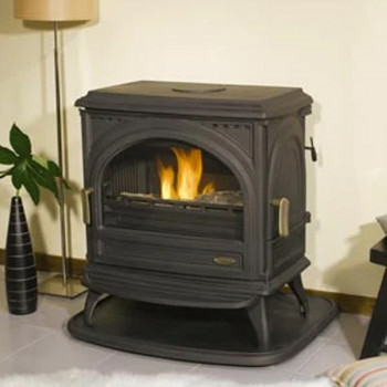 Poêle à bois LE PETIT CARVIN - 366102 - GODIN - Fonte brute - 9 kW - Régulation de combustion automatique - Porte latérale