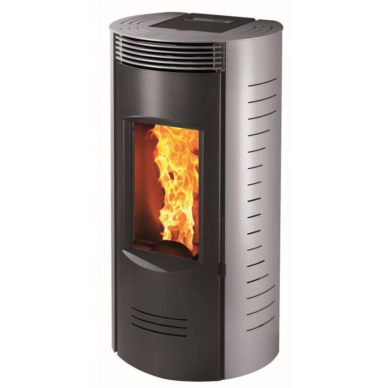 Poêle à granulés ROSELIN ID9 Gris - Deville ref C077FE-06-ID9-B - 9 kW - canalisable