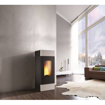 Poêle à granulés LILIUM ETC12 Blanc - Deville refC077FQ-01-ETC12 - 12 kW - Canalisable - installation ventouse possible