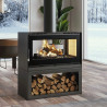 Poêle à bois  M-172 LK - ref 701C36 - poêle double-face - Banc / bûcher - Mise en situation