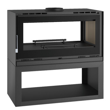 Poêle à bois  M-182 LK - ref 701C51 - poêle double-face - Banc / bûcher - Mise en situation