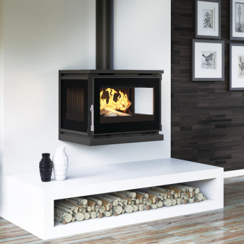 Poêle à bois M-173 K - Ref 701C25 - Poêle suspendu ou à poser - Exemple d'installation