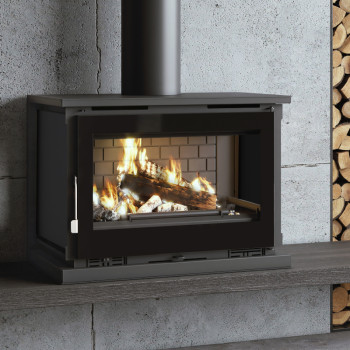 Poêle à bois M-180 FK - Ref  701C39 - Poêle a suspendre ou à poser - chambre de combustion en fonte - Exemple d'installation
