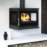 Poêle à bois M-173 FK - Ref 701C27 - Poêle suspendu ou à poser - Trois côtés vitrés - Installation suspendue