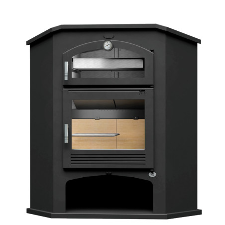 Poêle à bois M-106 R - ref 701C09 - Grand four Inox - Installation en angle - FM Calefaccion Poêle à bois M-106 R - ref 701C09 - Grand four Inox - Installation en angle - FM Calefaccion