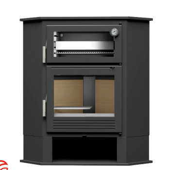 Poêle à bois CH-8 R - Ref 705C17 - Poêle d'angle avec four inox - FM Calefaccion