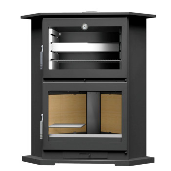 Poêle à bois CH-9 R - ref 705C16 - Poêle d'angle avec très grand four inox - FM Calefaccion