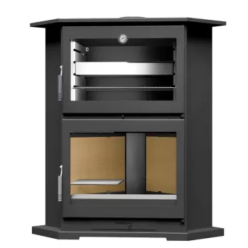 Poêle à bois CH-9 R - ref 705C16 - Poêle d'angle avec très grand four inox - FM Calefaccion