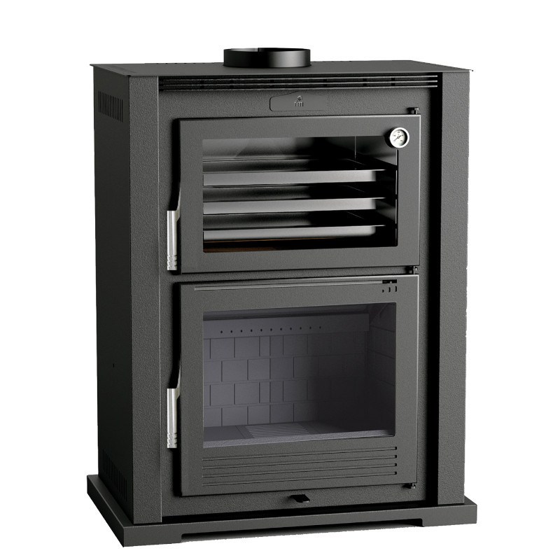 Poêle à bois HL-100 F - ref 706C05 - Poêle avec très grand four inox - Foyer fonte - Haut de gamme - FM Calefaccion