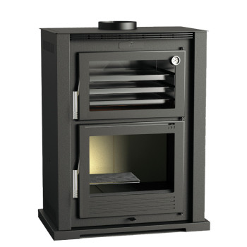 Poêle à bois HL-100 - ref 706C01 - Poêle avec très grand four inox - Foyer vermiculite - Haut de gamme - FM Calefaccion