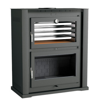Poêle à bois HL-200 F - ref 706C07 - Poêle avec très grand four inox - Foyer fonte - Haut de gamme - FM Calefaccion
