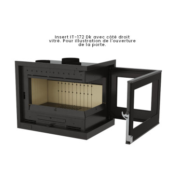 Insert à bois  IT-172 IK - ref 702C31 - 70 cm - 12 à 17 kW - Ouverture de la porte sur 2 faces - FM Calefaccion