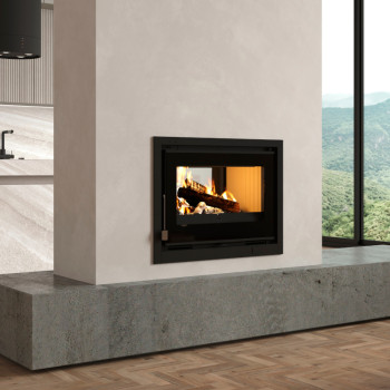 Insert à bois  IT-172 K - ref 702C64 - 70 cm - Foyer vermiculite - Double face - Double porte - Exemple d'installation