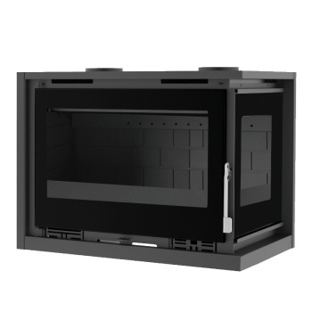 Insert à bois  IT-182 DFK - ref 702C41 - 80 cm - 12.5 à 18 kW -  Foyer fonte - Deux côtés vitrés - FM Calefaccion