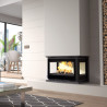Insert à bois  IT-183 K - ref 702C49 - 80 cm - 13 à 18 kW -  Foyer fonte - Trois côtés vitrés -  Image d'ambiance