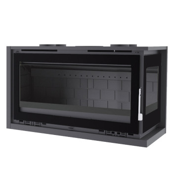 Insert à bois  IT-122 FDK - ref 702C53 - 100 cm - 13.5 à 19 kW -  Foyer fonte - Deux côtés vitrés - FM Calefaccion