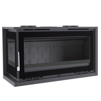 Insert à bois  IT-122 IFK - ref 702C57 - 100 cm - 13.5 à 19 kW -  Foyer fonte - Deux côtés vitrés - FM Calefaccion