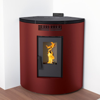 Poêle à granulés BP-100 C - Ref  707C19 - Coloris rouge -  Poêle d'angle - 8.5 Kw - FM Calefaccion