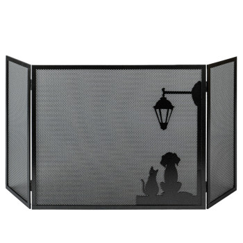 Pare-feu pour cheminée - 3 volets -  CHAT ET CHIEN - PS862 - Laferrotecnica