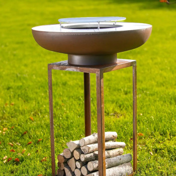 Barbecue ARA rouille - BQ137 - Laferrotecnica - Pied 'range-bûches'