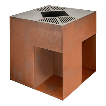 Barbecue GIGLIO - BQ177 - Acier corten - Laferrotecnica - Plan de cuisson mixte grilles et plaques