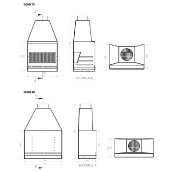 Cheminée de jardin DONN - Outr - 003.01.01.001 - Schéma et dimension