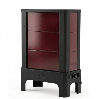 Poêle radiant électrique E30 S La Valmarecchia en céramique bordeaux et cadre acier noir