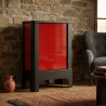 Poêle radiant électrique E30 S La Valmarecchia en céramique rouge Ferrari dans un intérieur moderne