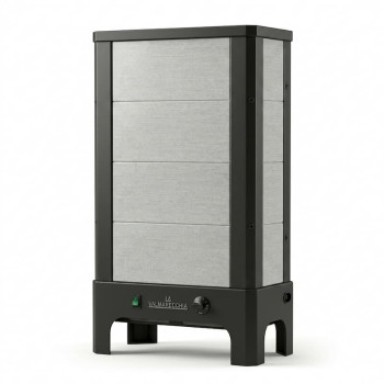 Poêle radiant électrique à accumulation E40 S La Valmarecchia en pierre ollaire stéatite et cadre acier noir