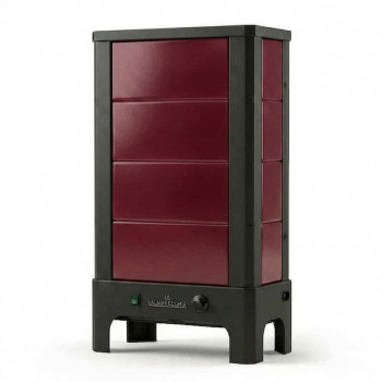 Poêle radiant électrique E40 S La Valmarecchia en céramique bordeaux et cadre acier noir