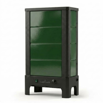 Poêle radiant électrique E40 S La Valmarecchia en céramique vert et cadre acier noir