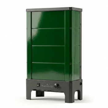 Poêle radiant électrique E40 SL La Valmarecchia en céramique vert — habillage majolique intégral