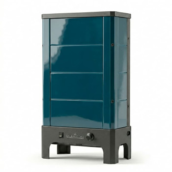 Poêle radiant électrique E40 SL La Valmarecchia en céramique bleu — habillage majolique intégral