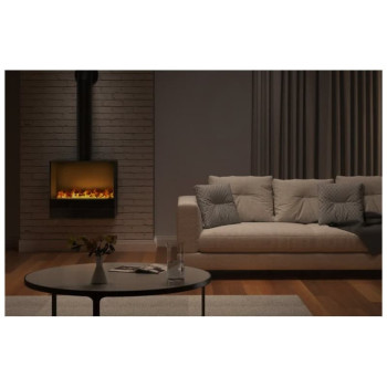 Cheminée Sogno 500 Safretti sur mur en brique avec conduit décoratif